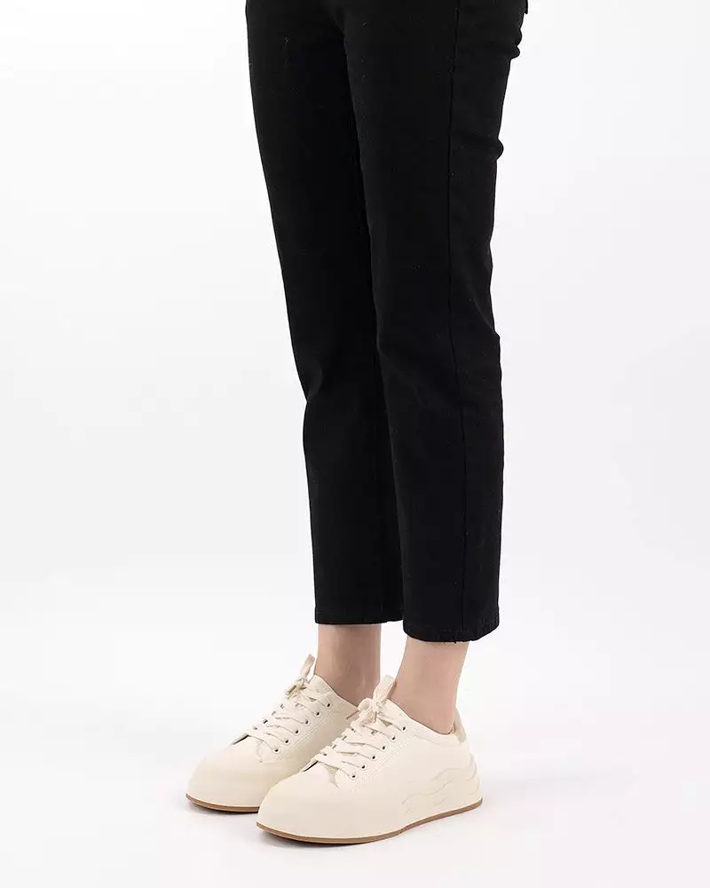 Two Tone Low Top Breathable Platform Sneakers