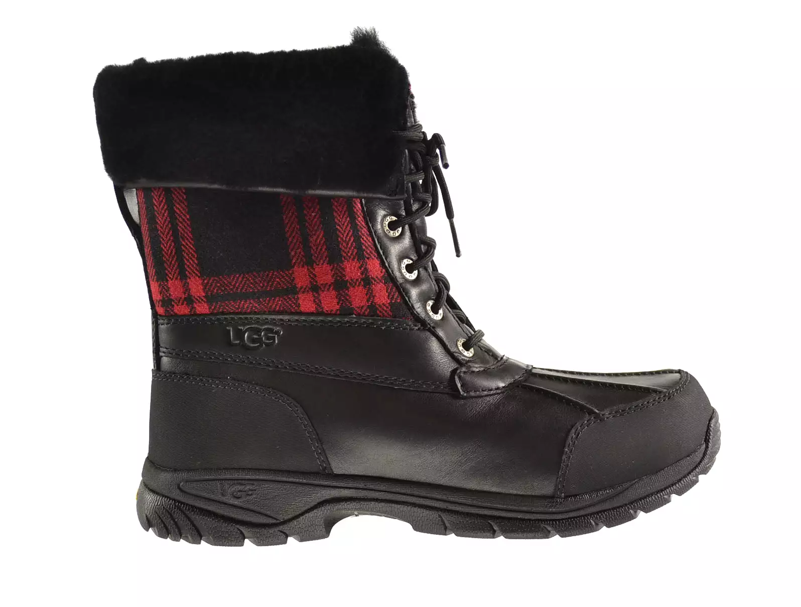 Ugg Butte Plaid Men's Boots Black-Red