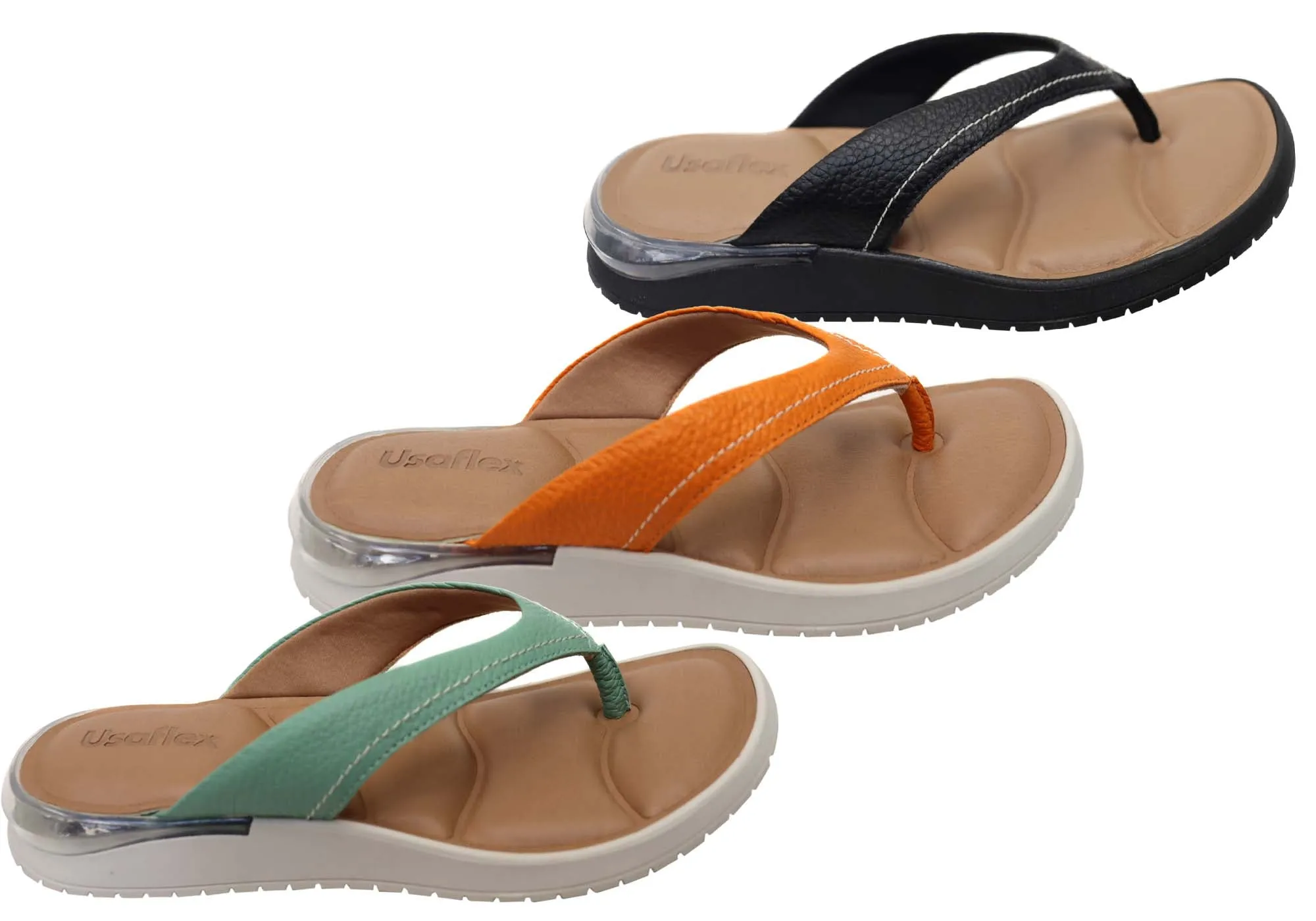 Usaflex Resort Womens Comfortable Brazilian Leather Thongs Sandals