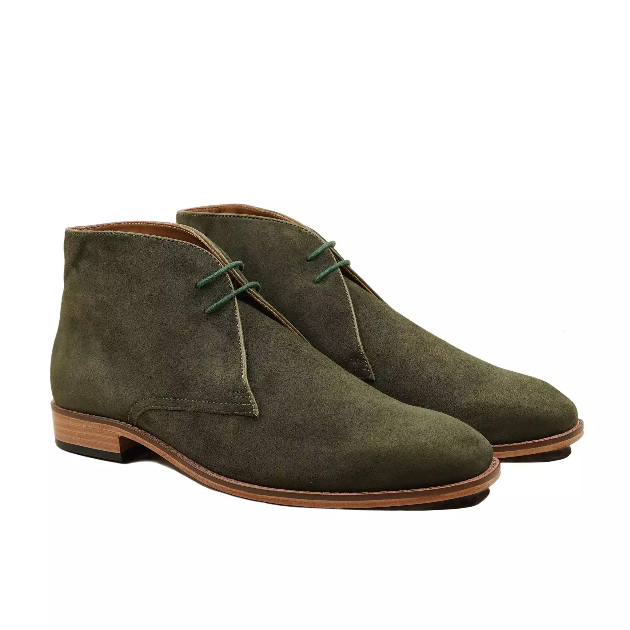 Victor - Men's Olive Green Kid Suede Chukka Boot