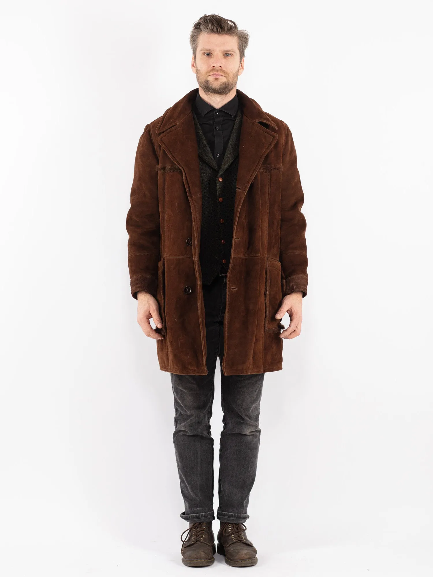 Vintage 70's Men Sheepskin Coat in Brown