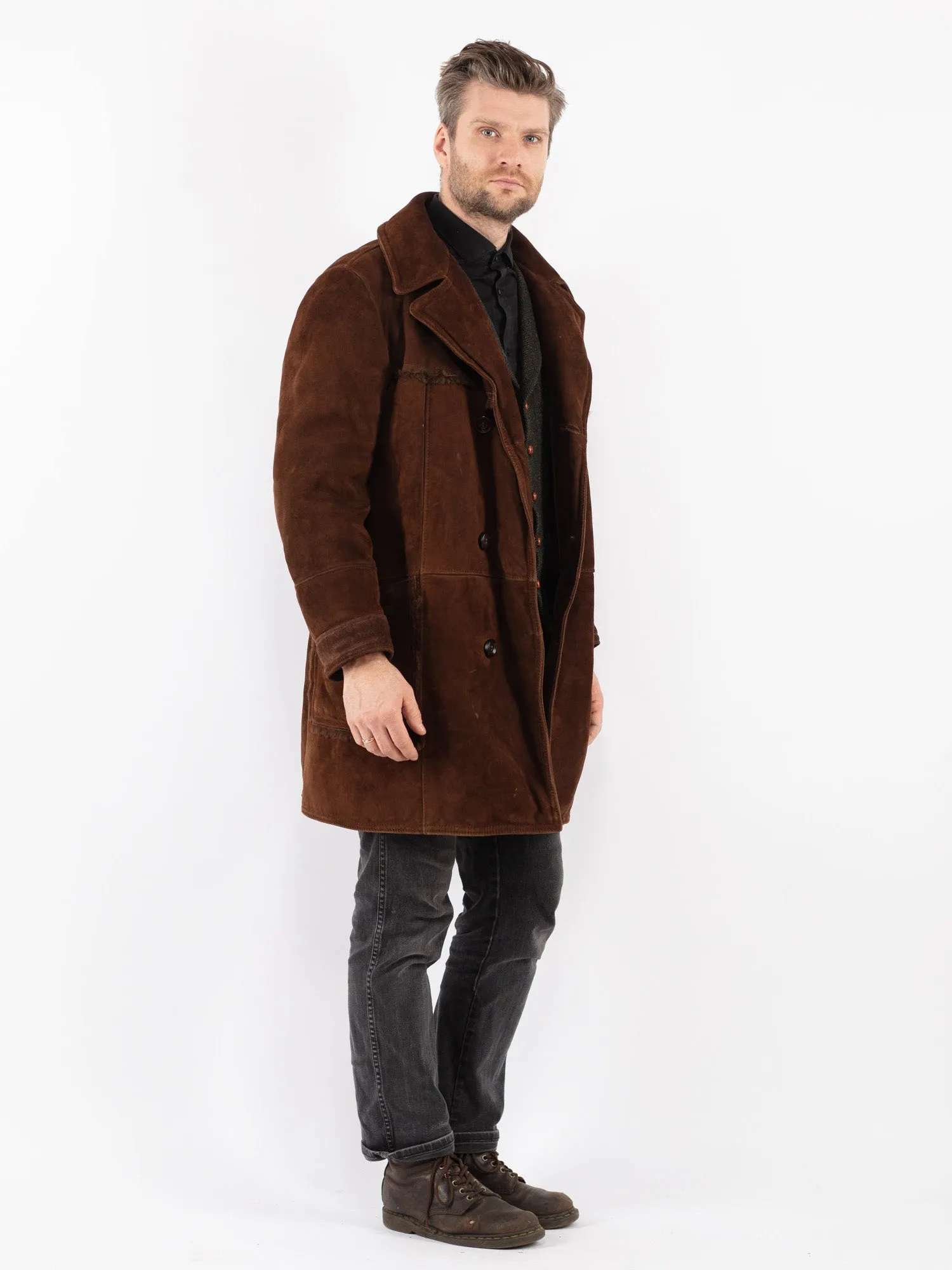 Vintage 70's Men Sheepskin Coat in Brown