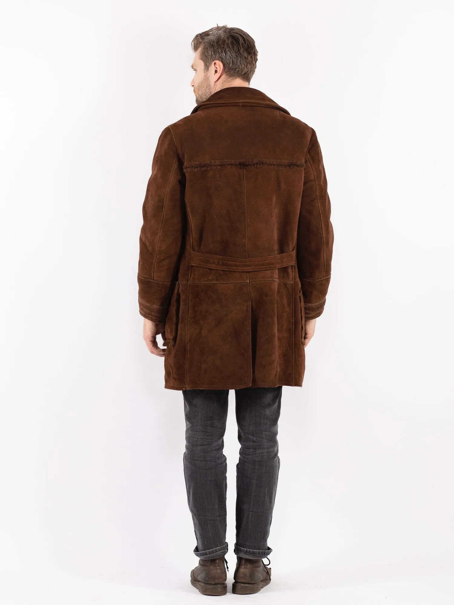 Vintage 70's Men Sheepskin Coat in Brown