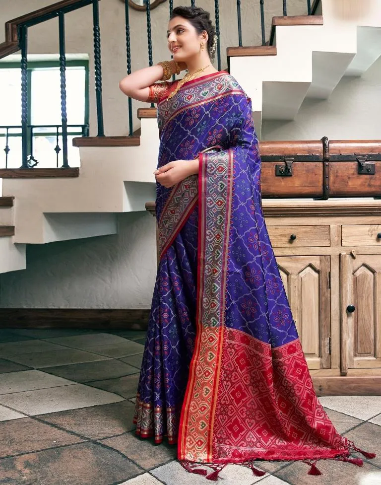 Violet Silk Woven Sarees