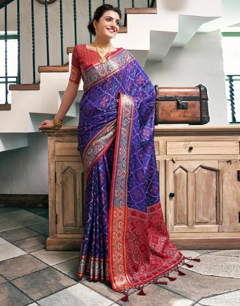 Violet Silk Woven Sarees