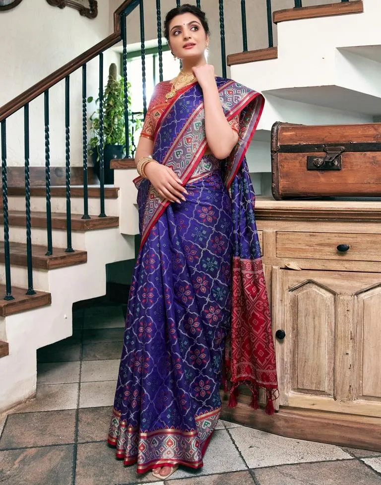 Violet Silk Woven Sarees