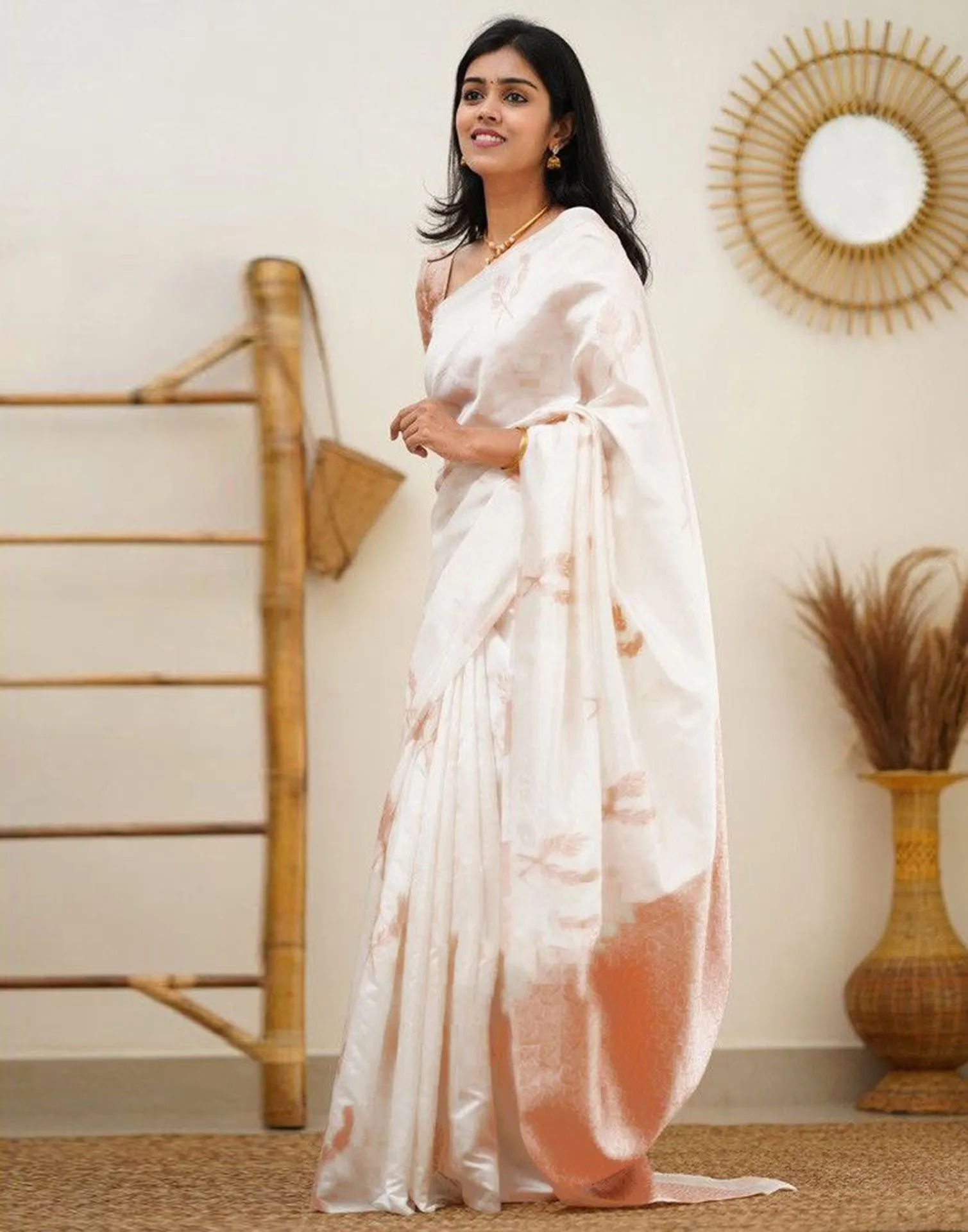 White Silk Saree