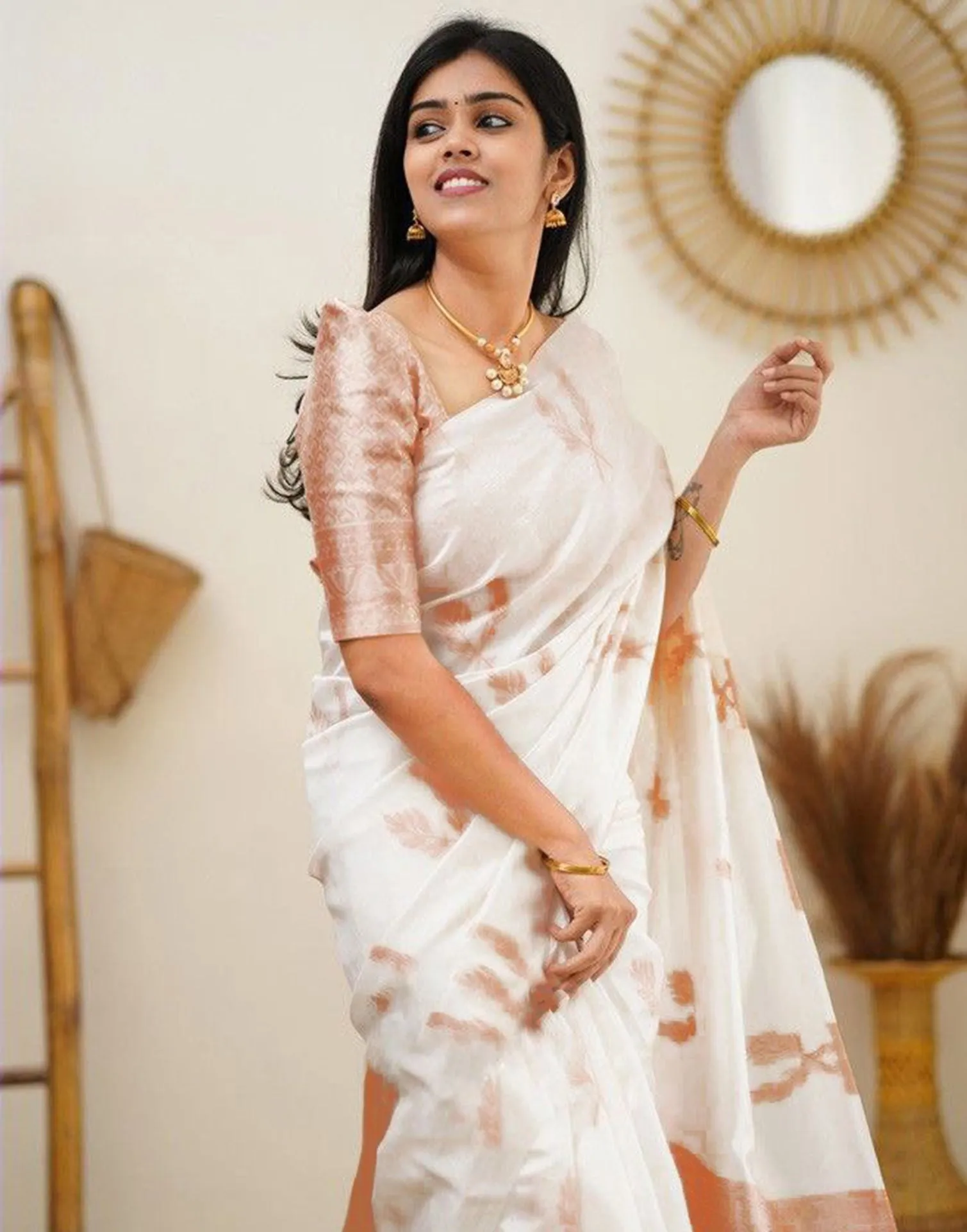 White Silk Saree