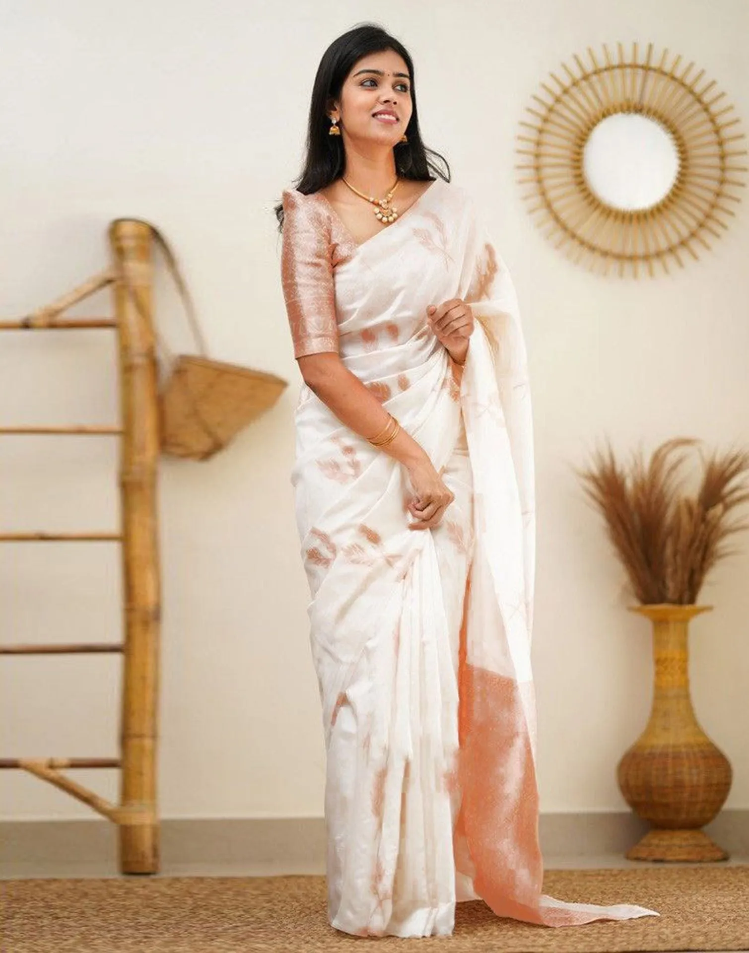 White Silk Saree