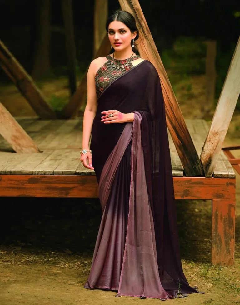 Wine Chiffon Saree