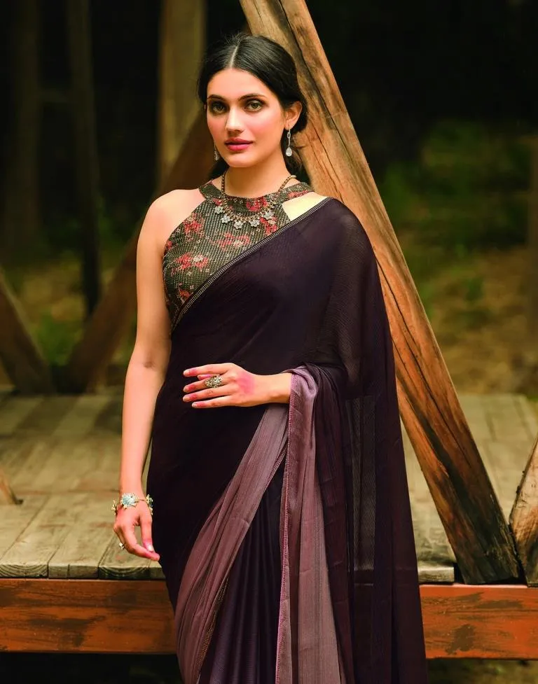 Wine Chiffon Saree