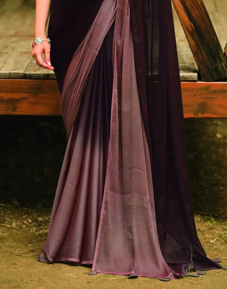 Wine Chiffon Saree