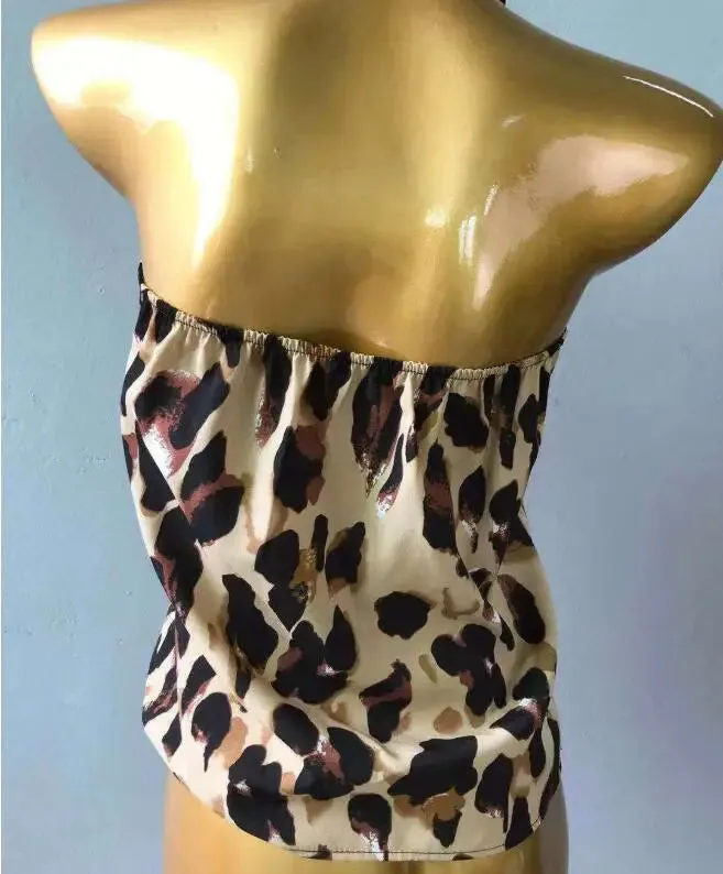 Women's Summer Sexy Off-Shoulder Leopard Print Backless Tank Top