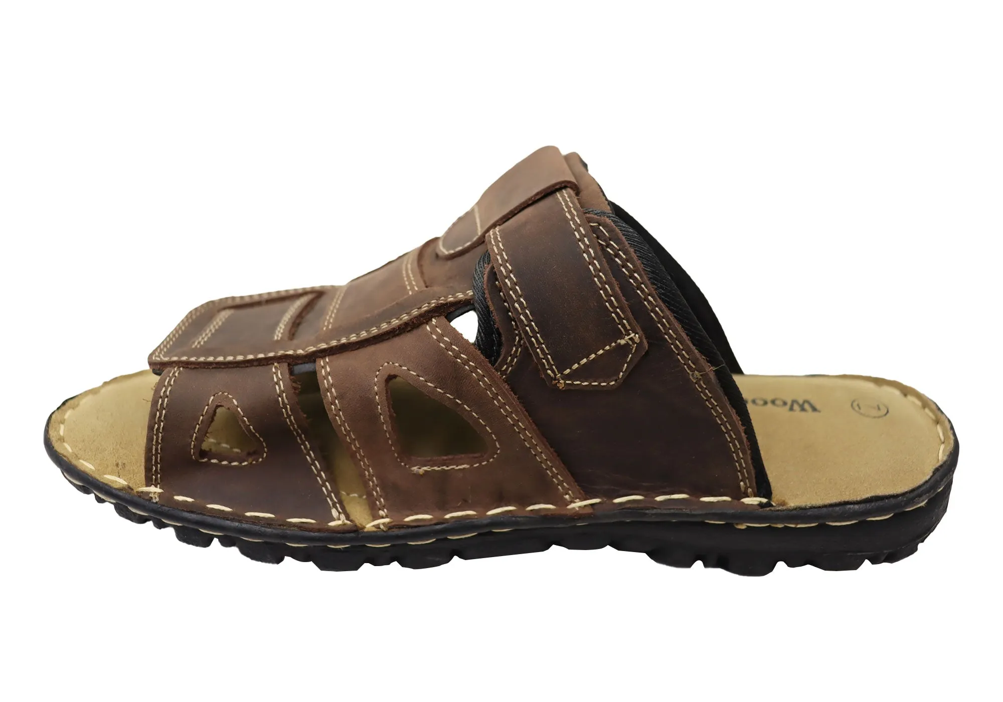 Woodlands Lance Mens Comfortable Leather Slides Sandals