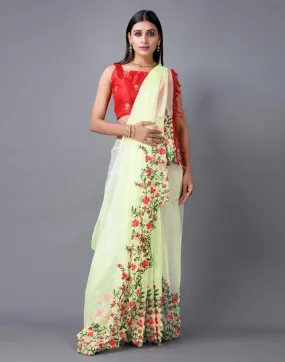 Yellow Embroidery Saree