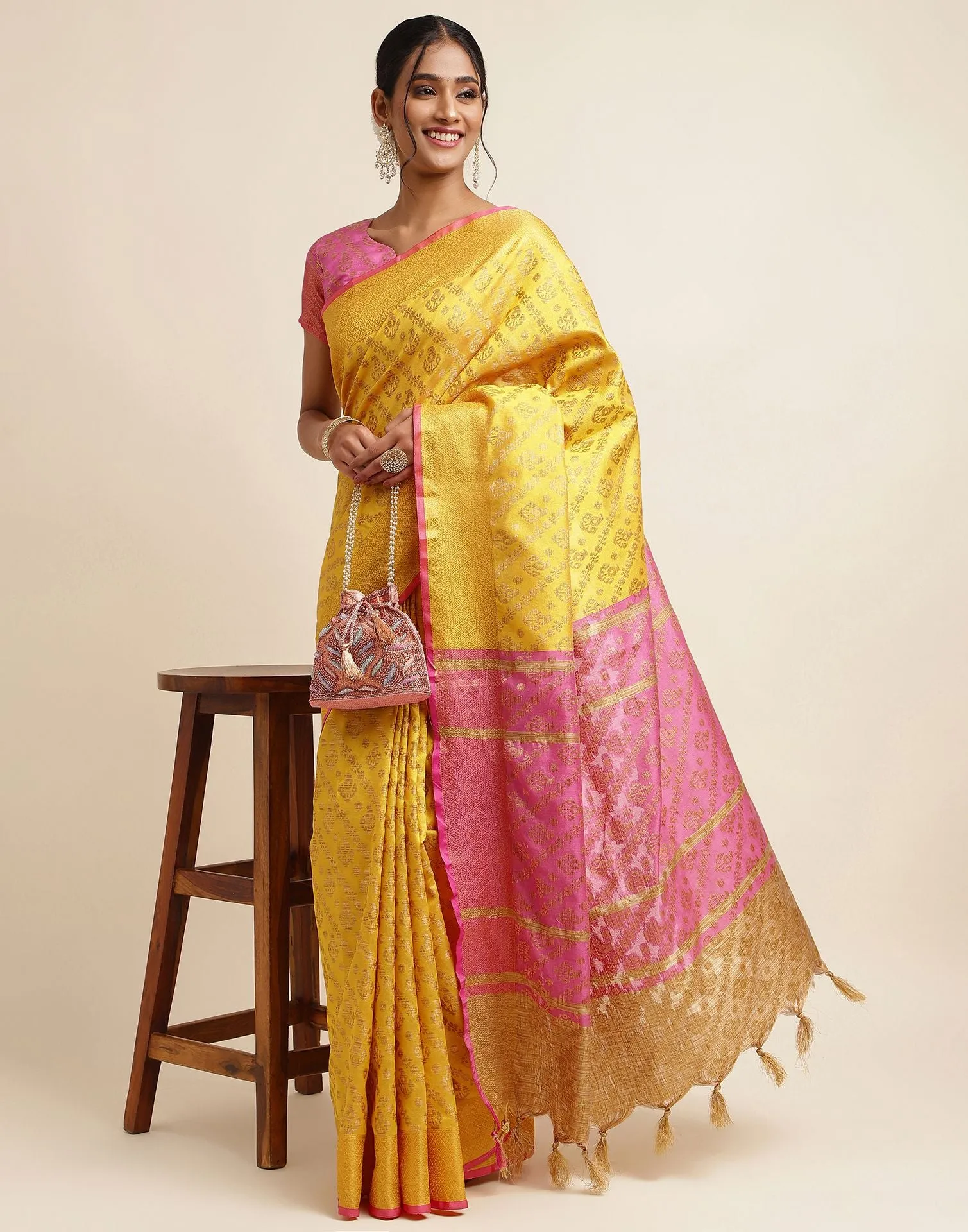 Yellow Silk Saree