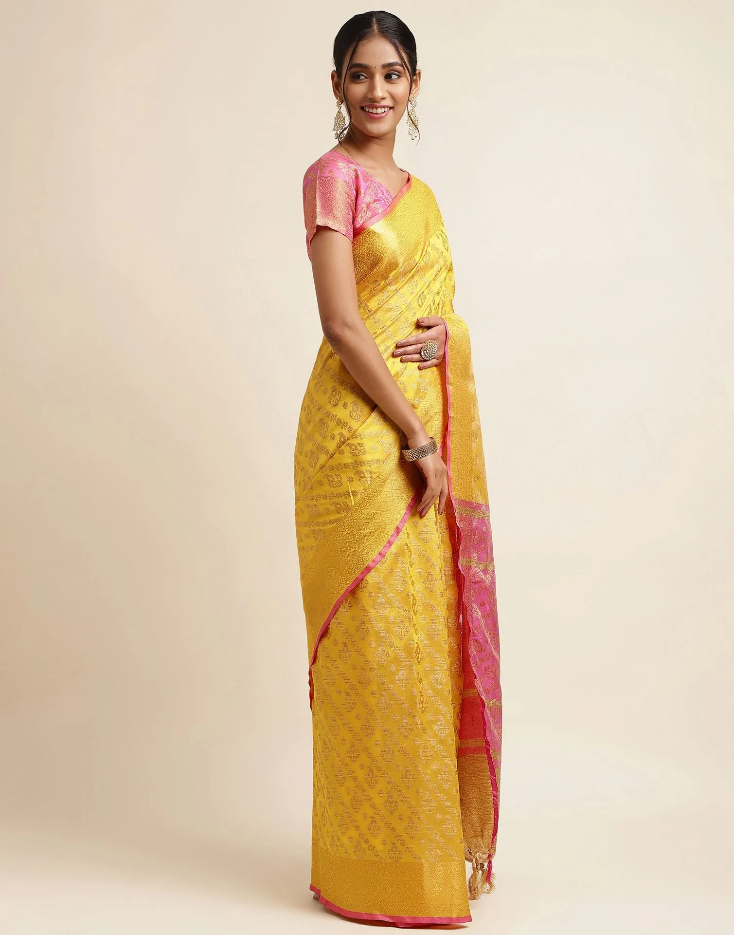 Yellow Silk Saree