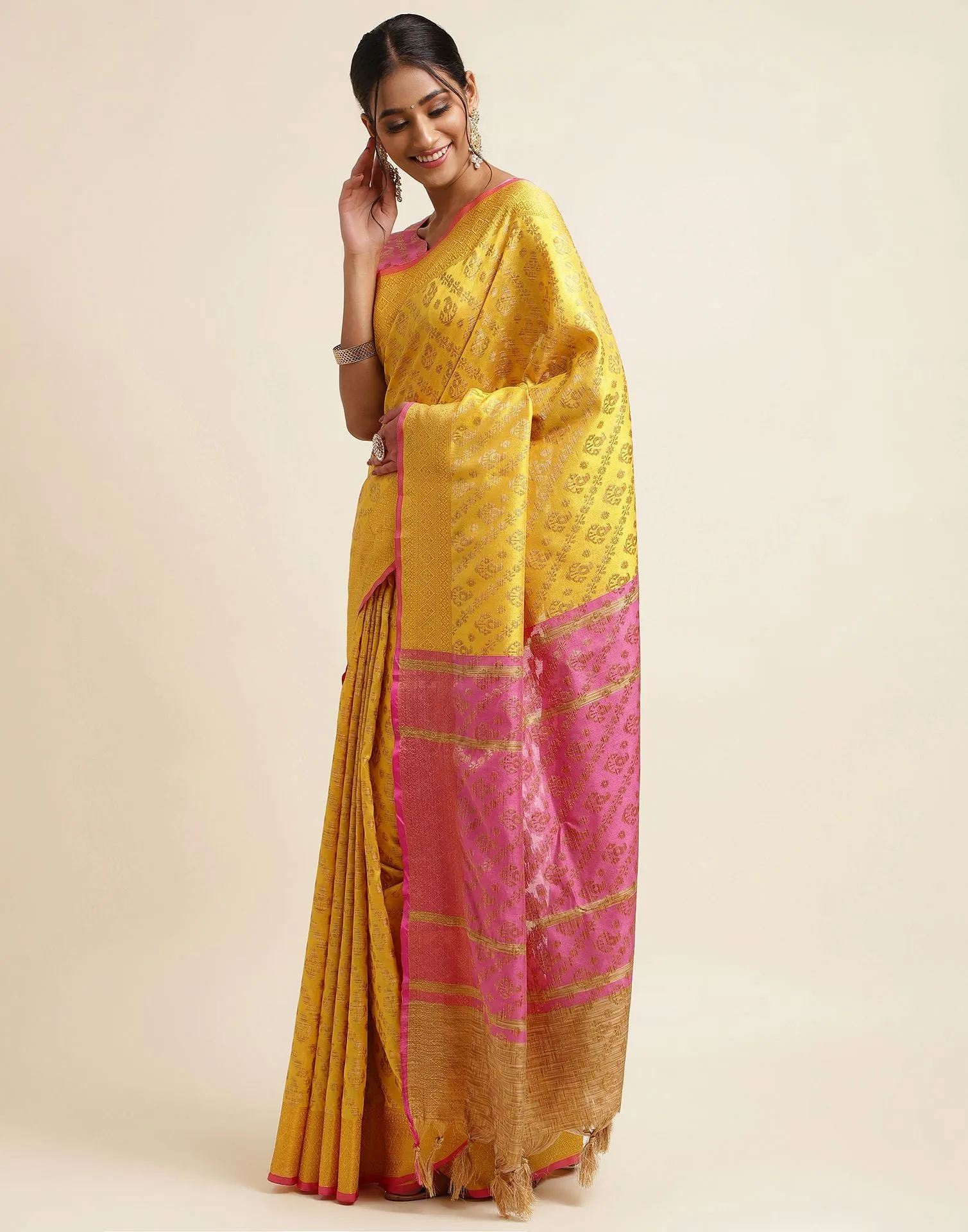 Yellow Silk Saree