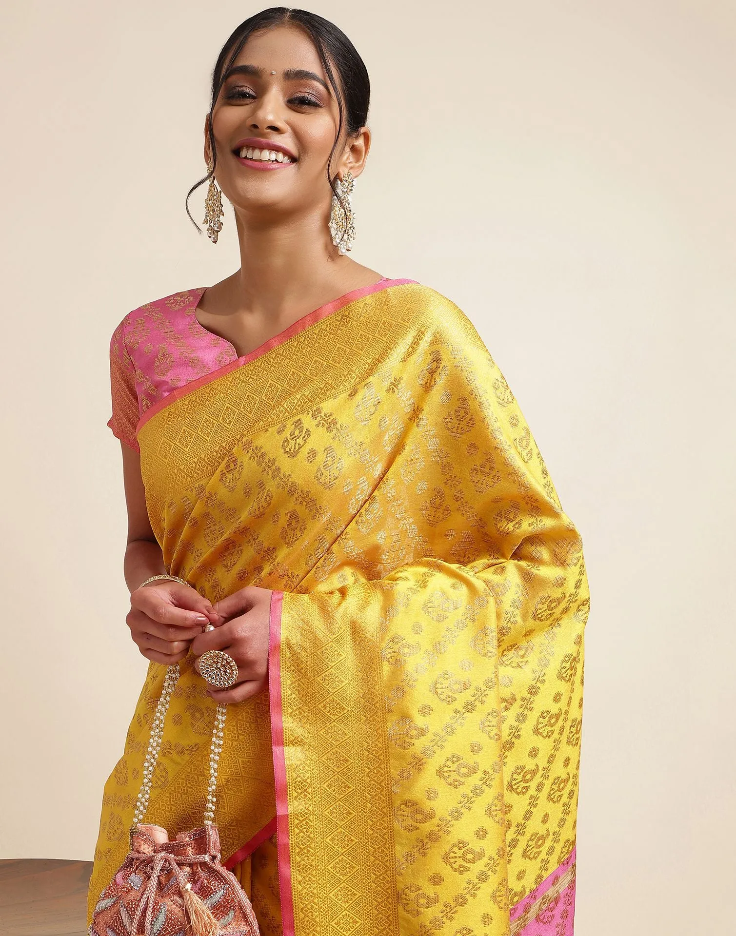 Yellow Silk Saree