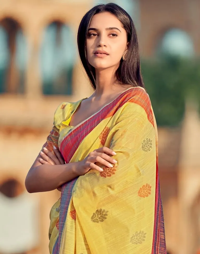 Yellow Silk Woven Sarees