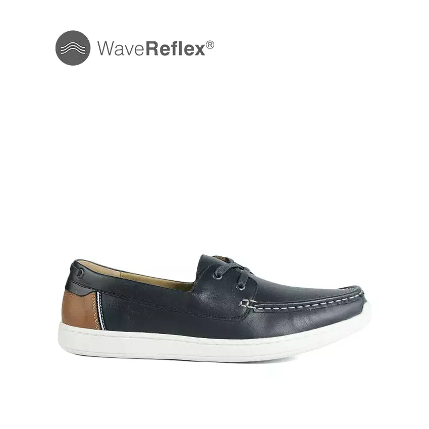 Yves Two Eye Men's Shoes - Navy Tan Leather