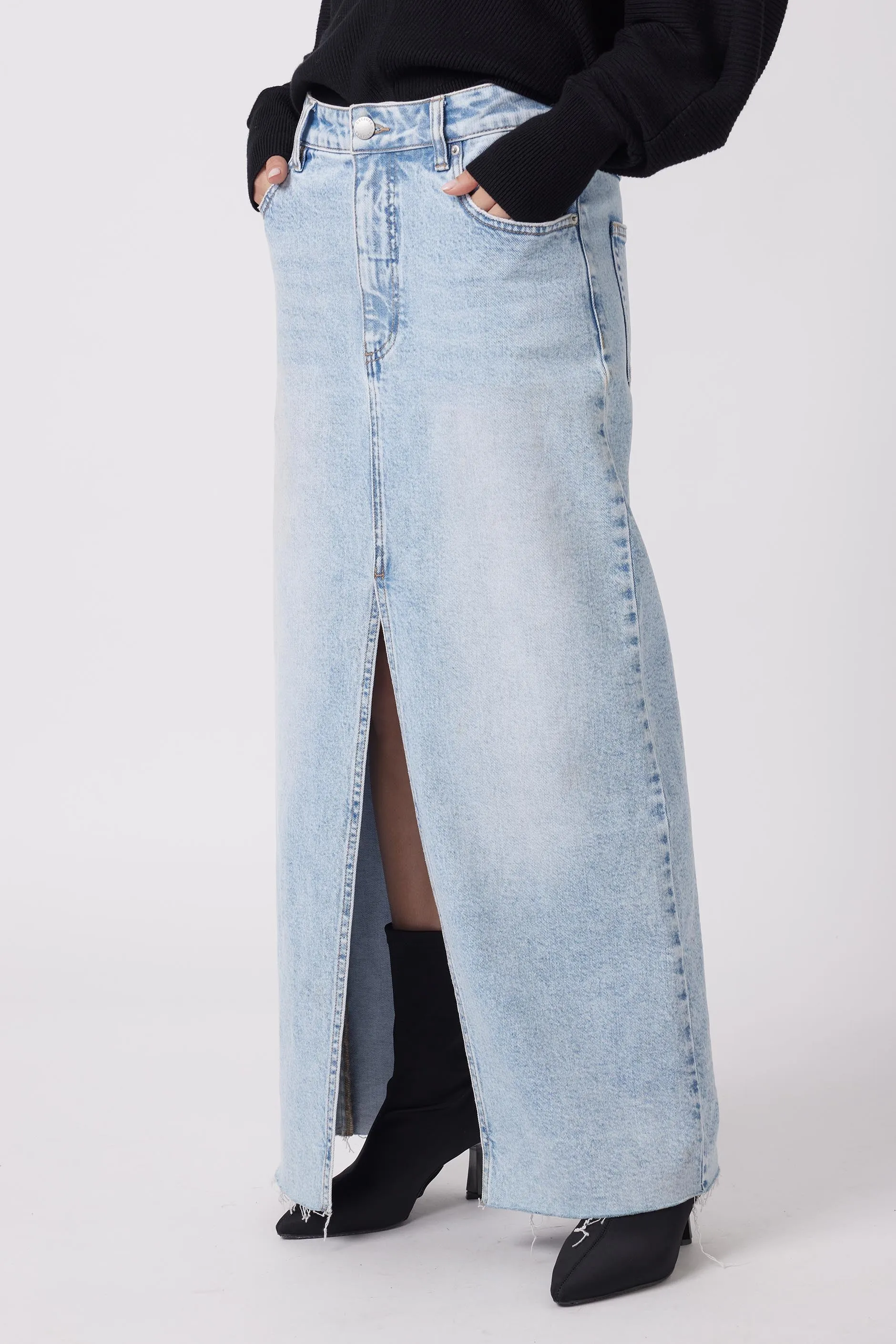 Zaylee Denim Maxi Skirt